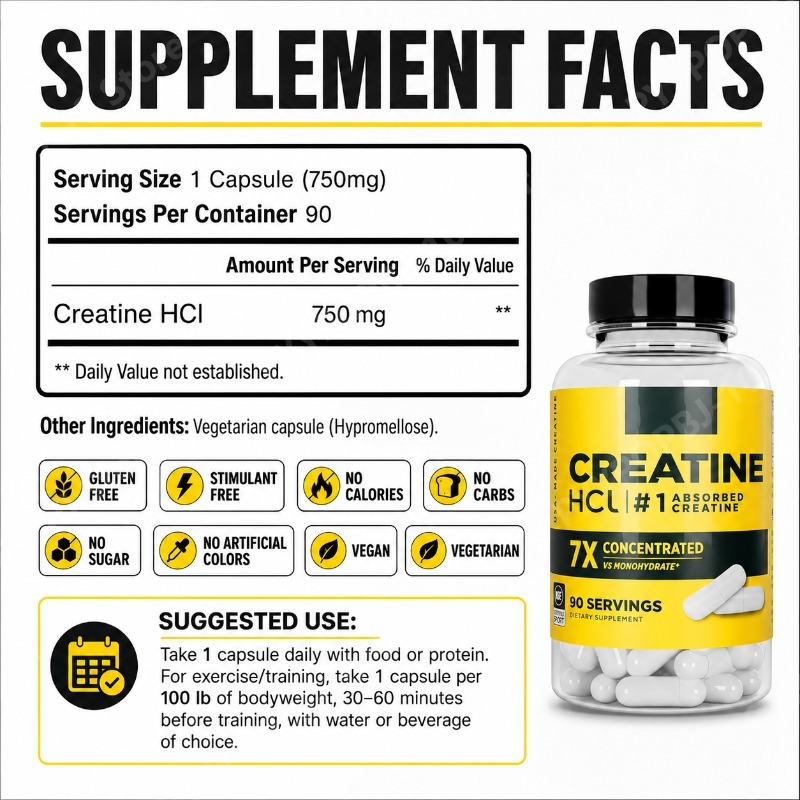 Creatine HCl 750mg 90 Capsules - Nutrition In Fitness avaliação e preço