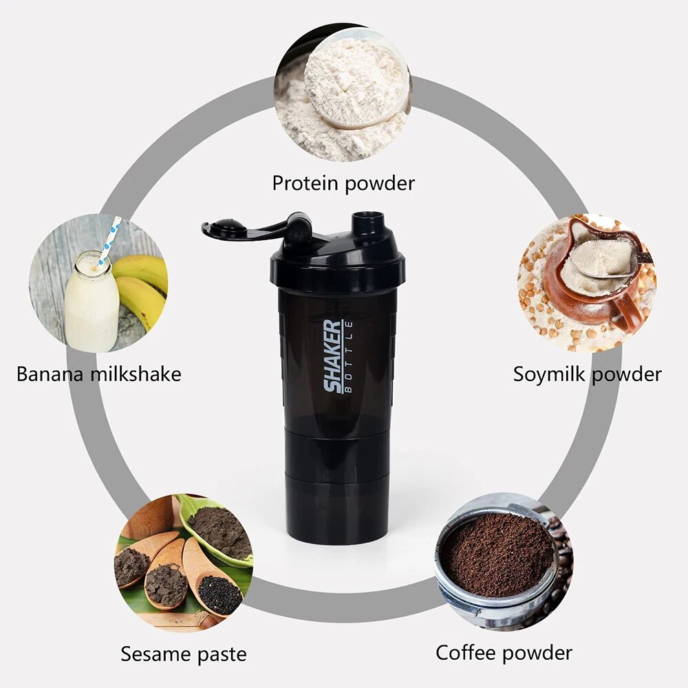 3 Layers Shaker Protein Bottle - Protein Shaker Bottle avaliação e preço