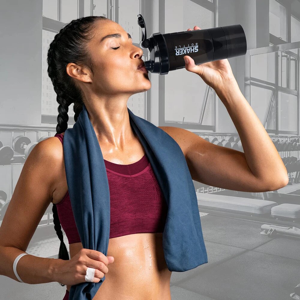 3 Layers Shaker Protein Bottle - Protein Shaker Bottle avaliação e preço