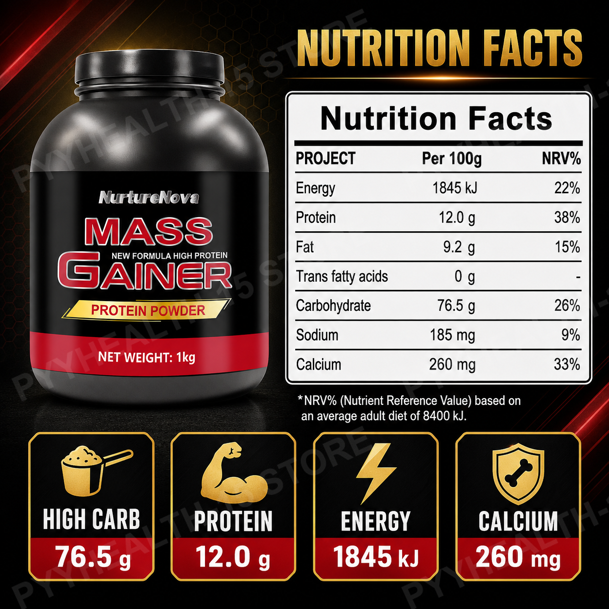 Mass Gainer Protein Powder 1kg - Nutrition In Fitness avaliação e preço