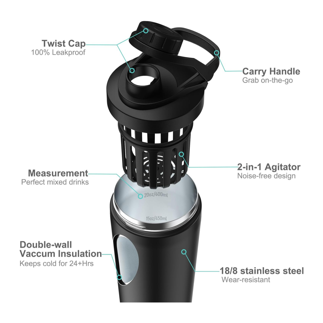 Portable 25oz Stainless Steel  - Protein Shaker Bottle avaliação e preço